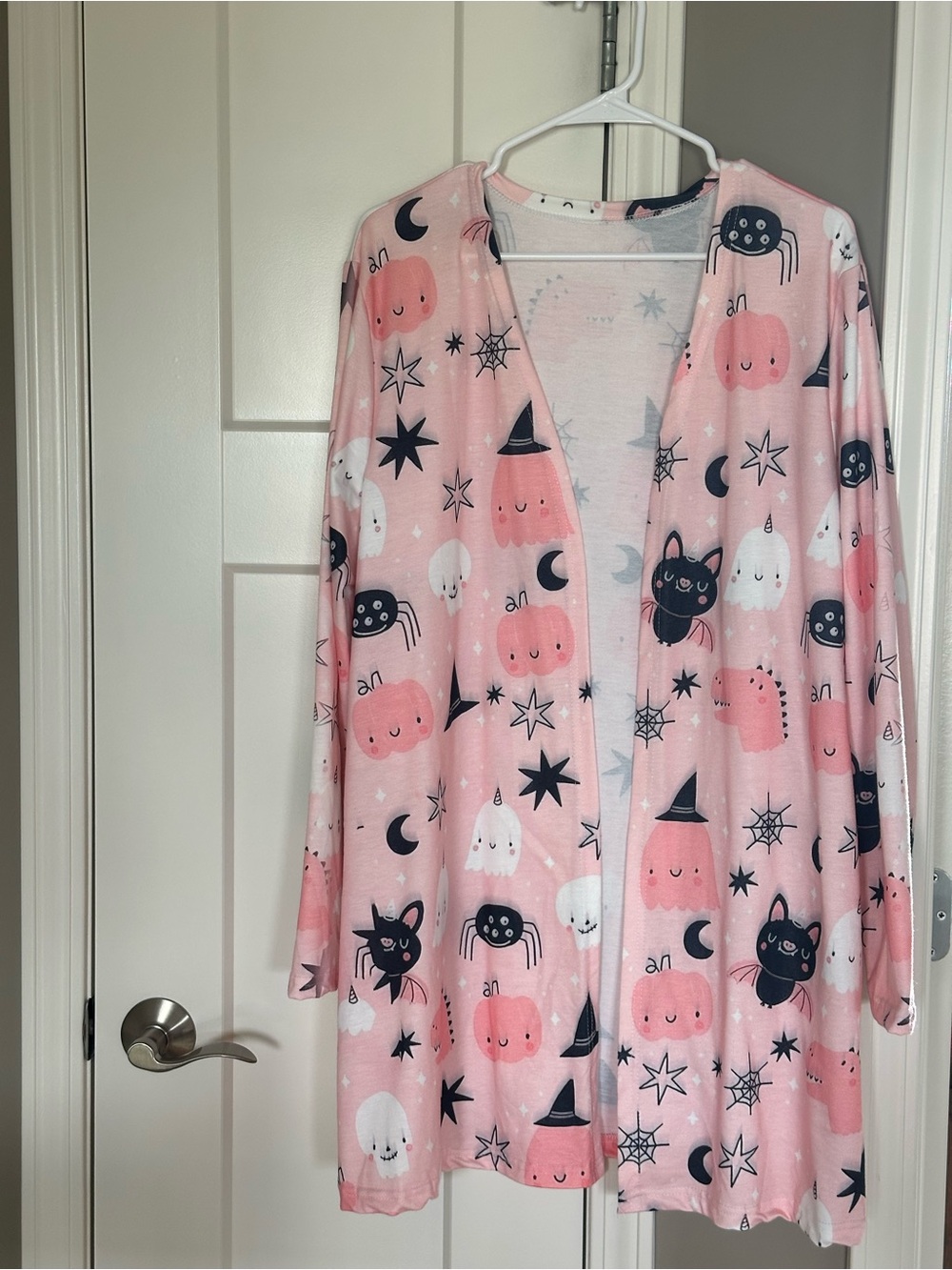 Women's Pink Halloween Print Cozy Cardigan